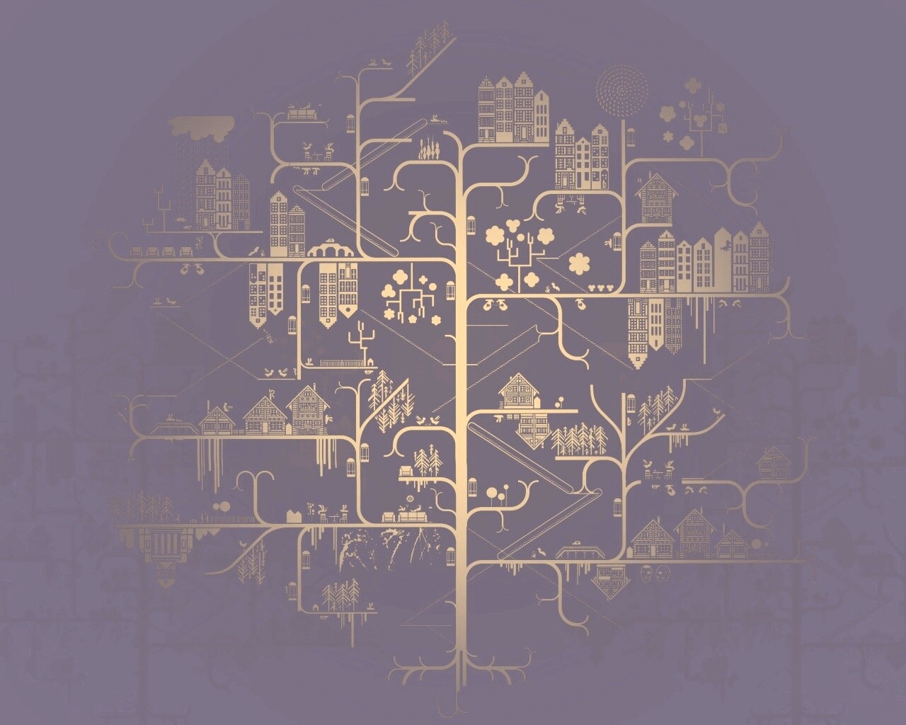 Древовидный город обои