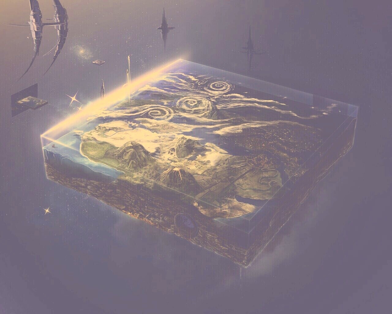 Кубическая земля в вакууме обои