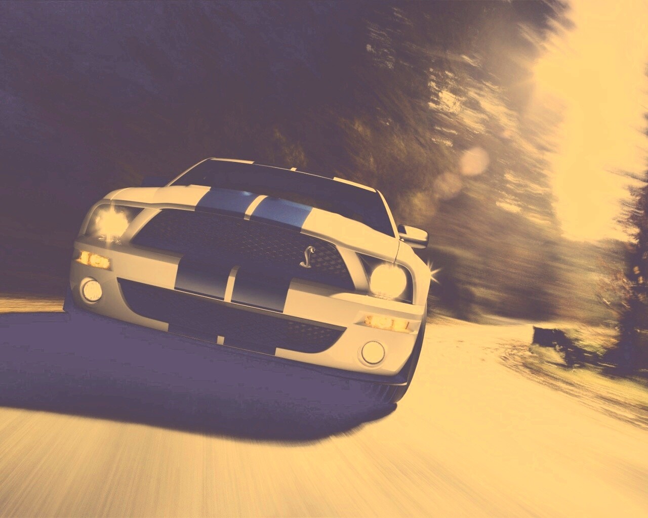 Форд Шелби с синими полосками обои