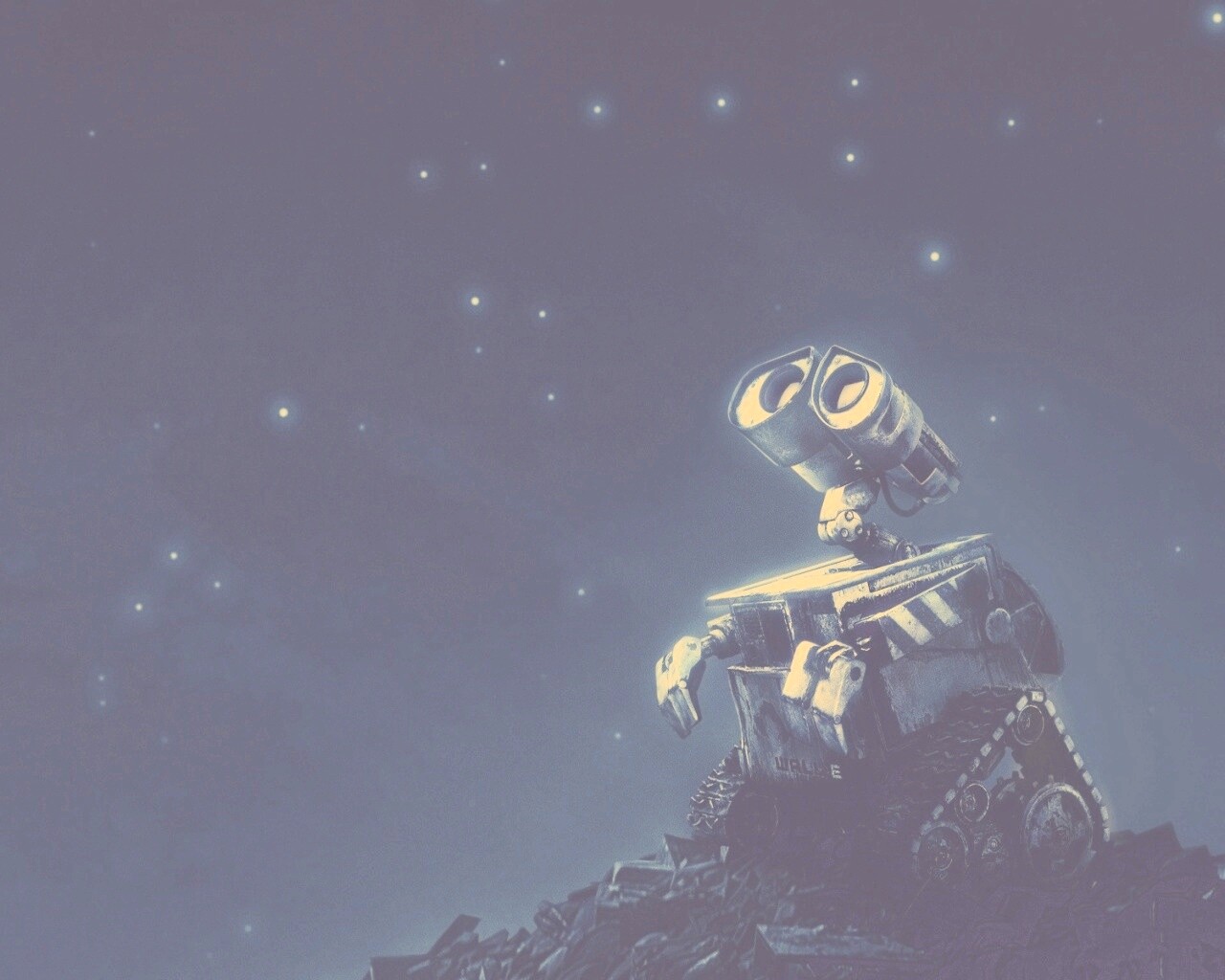 Валли смотрит на звезды обои