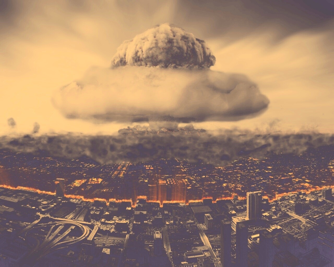 Ядерный взрыв в городе обои