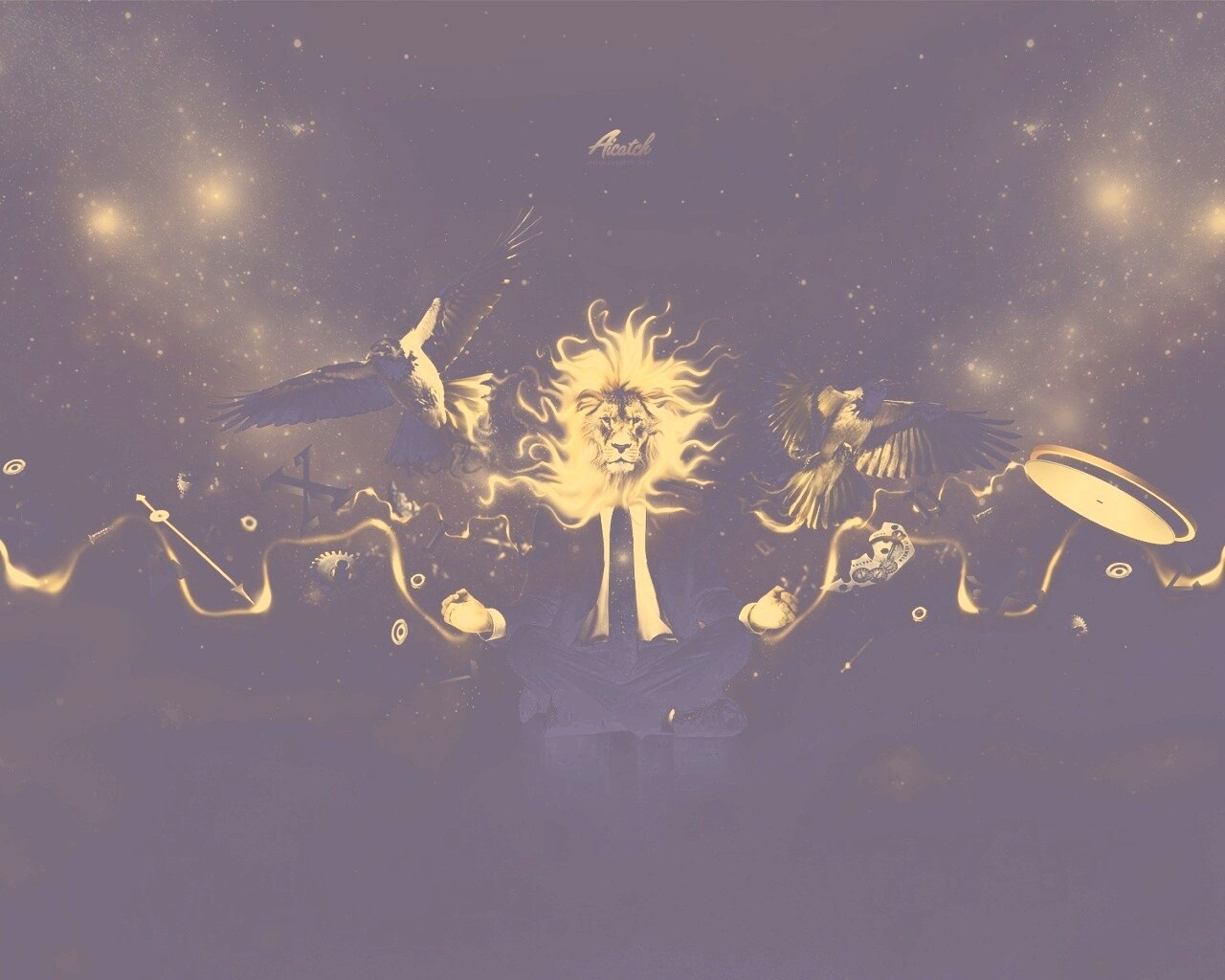 Мужчина с головой льва обои