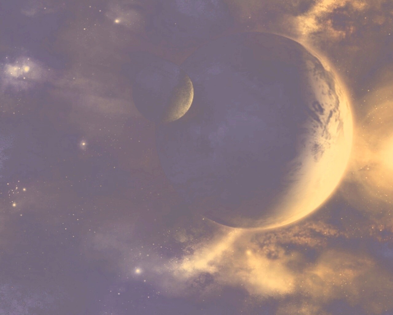 Планета с одним спутником обои