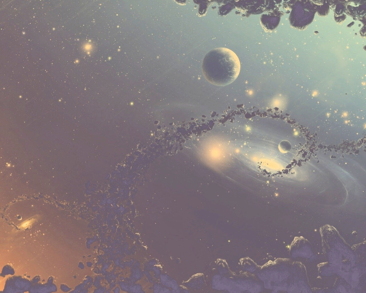 Причудливый пояс астероидов обои