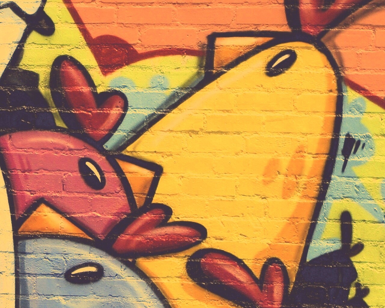 Граффити Курица с цыплятами обои