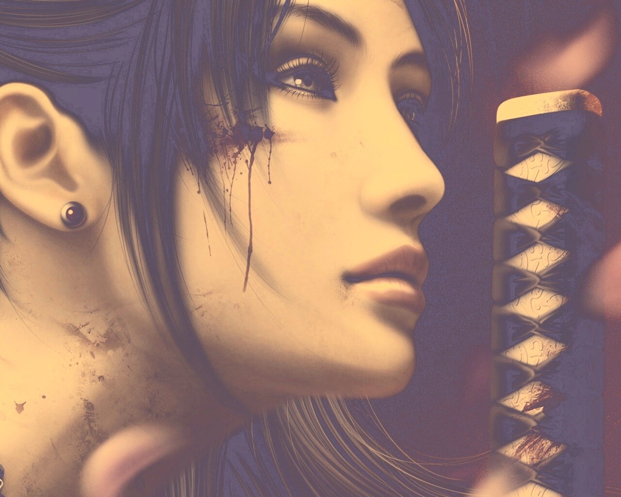 Японка с катаной обои