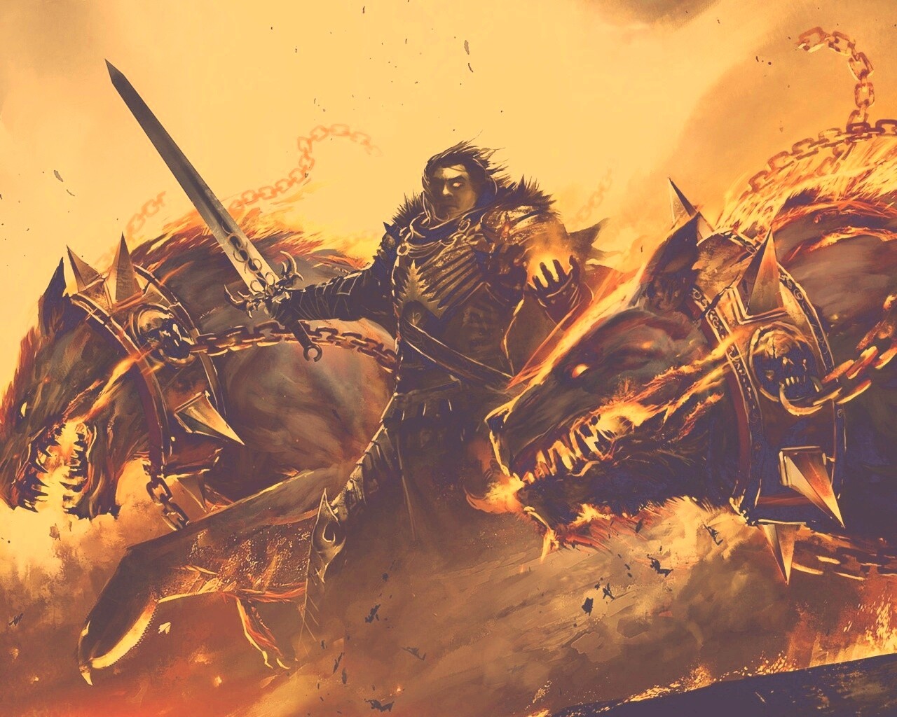 Темный рыцарь и гончие смерти обои