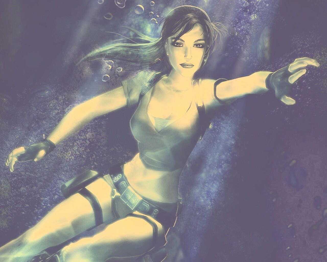 Лара под водой обои
