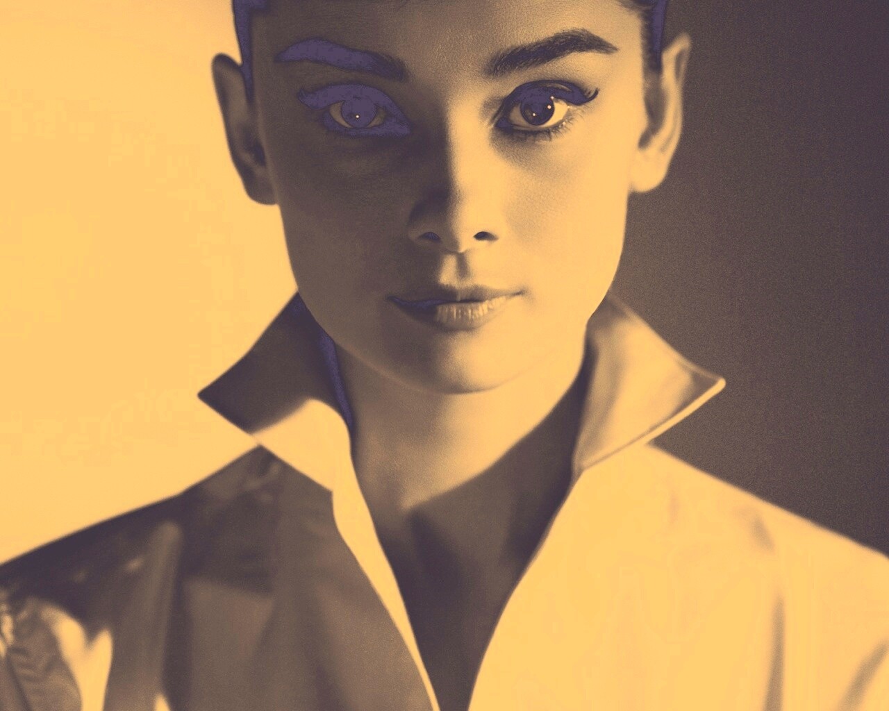 Одри Хепберн в grayscale обои