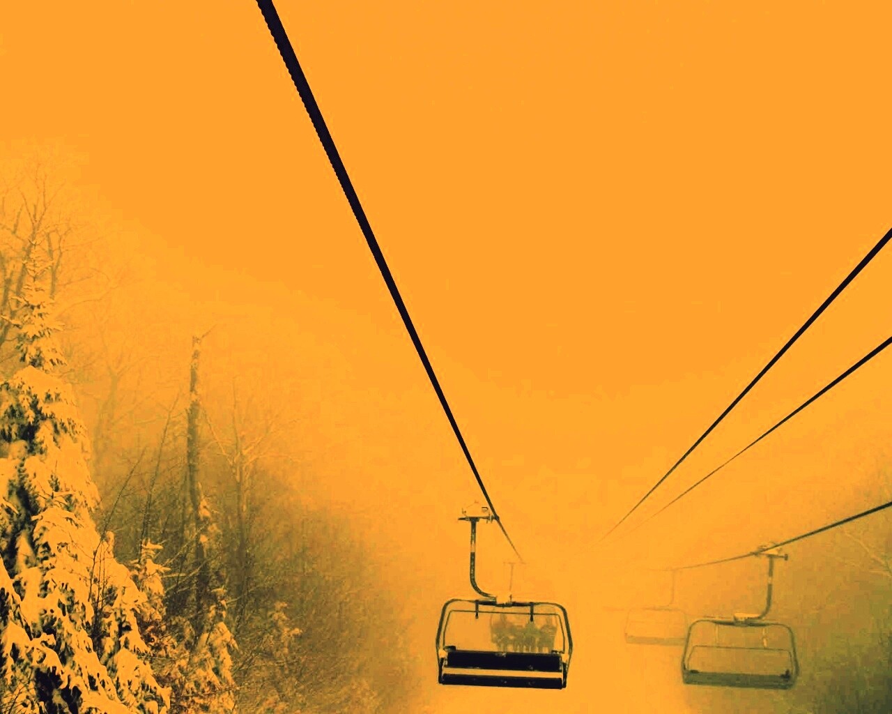 Канатная дорога в зиму обои