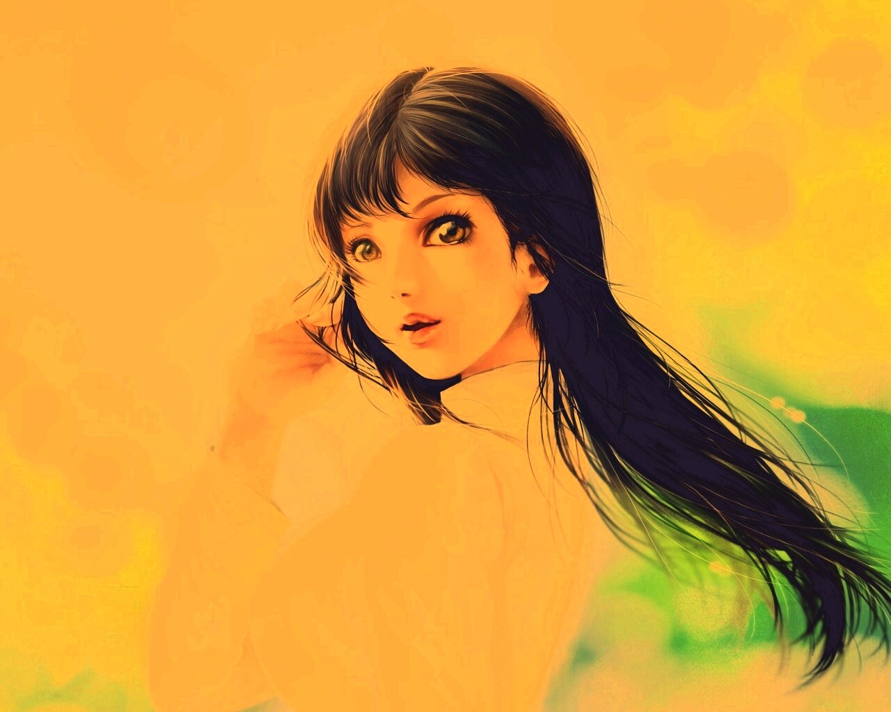 Девушка вполоборота обои