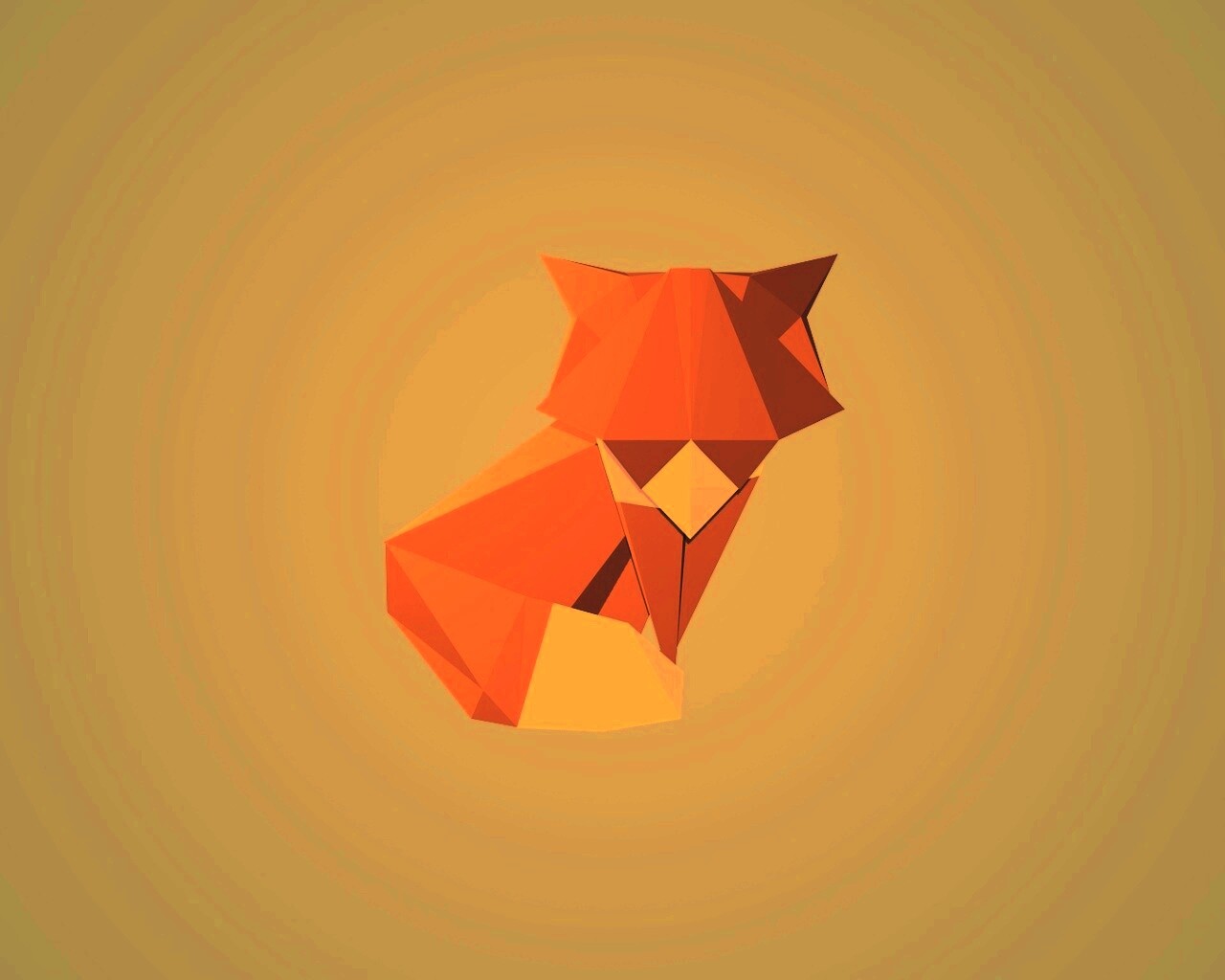 Origami fox обои