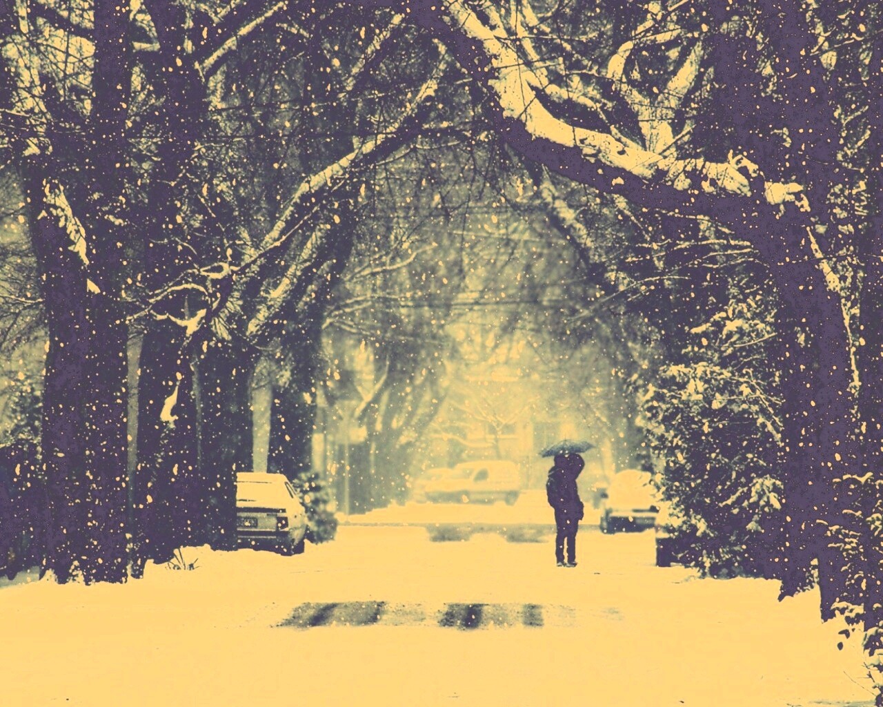 Зимняя улица обои