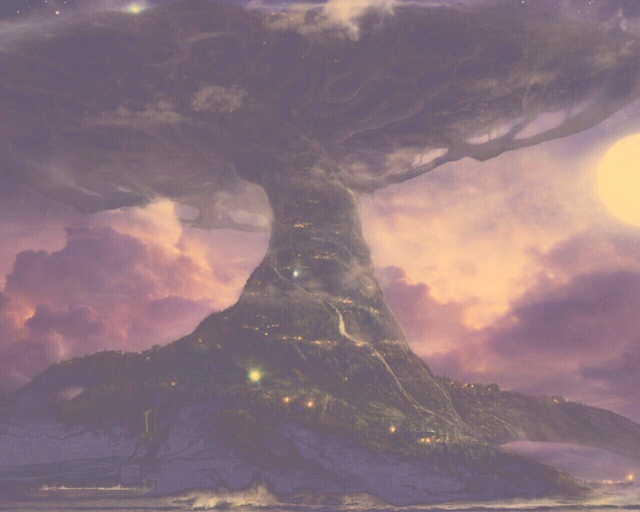 Дерево-город обои