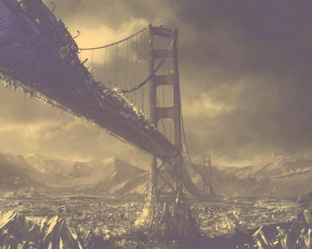 Постапокалиптические Золотые Ворота обои