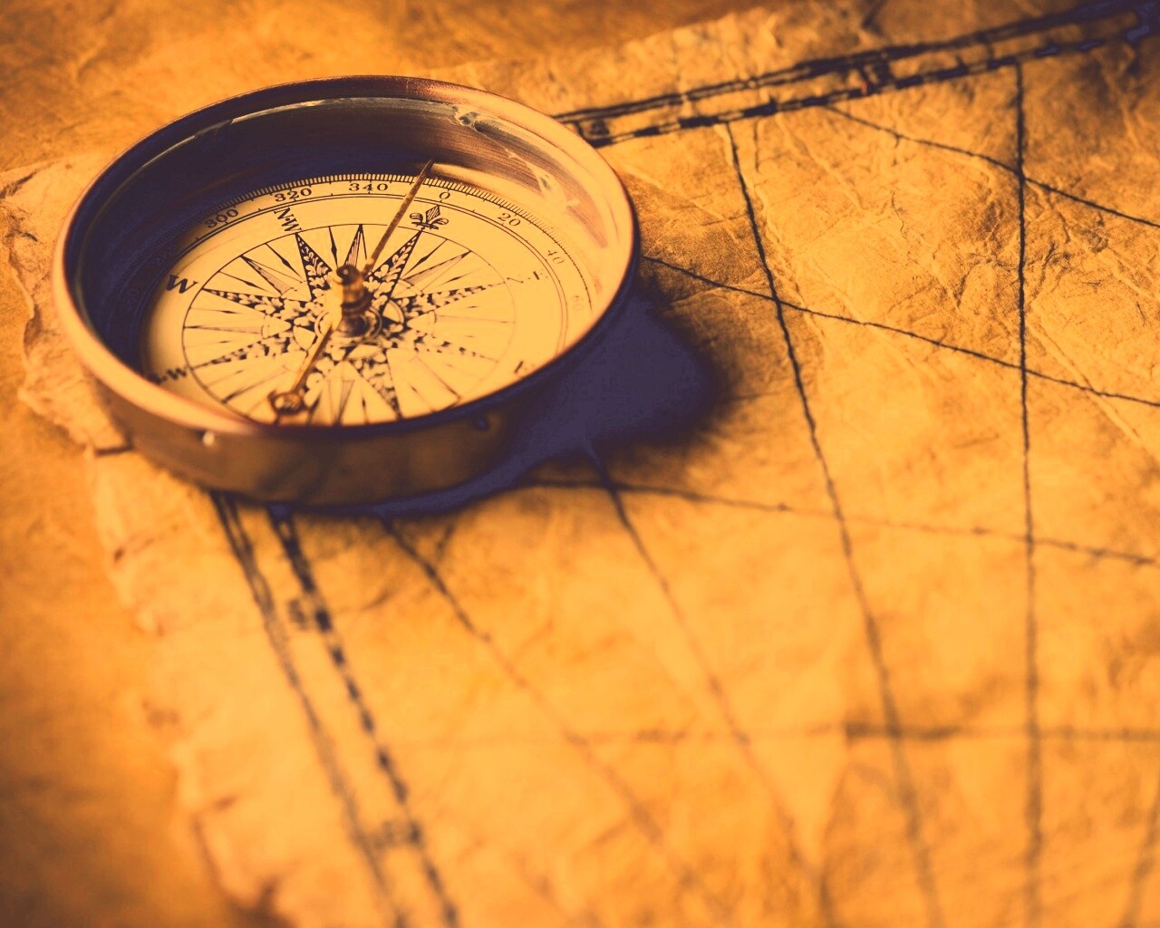 Компас и старая карта обои