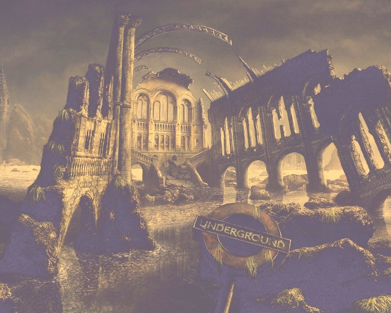 Затопленные руины обои