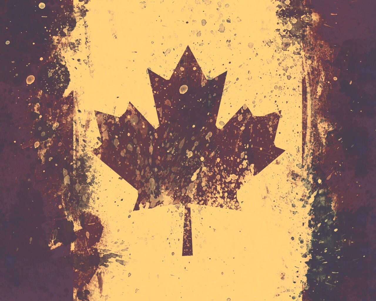 Флаг Канады нарисованный краской обои