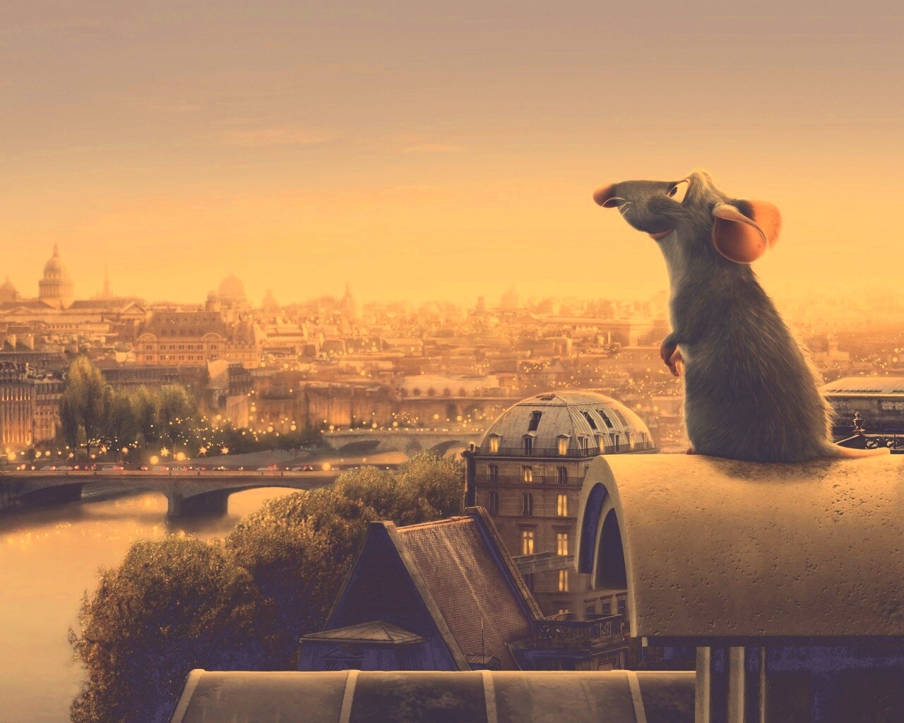 Рататуй на фоне Парижа обои