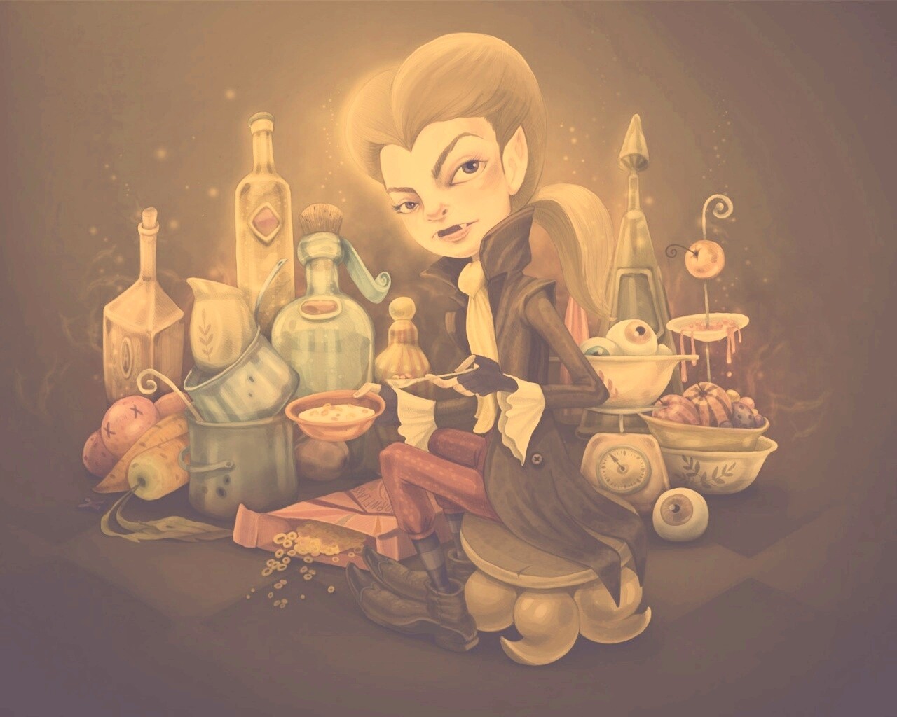 Вампир на кухне обои