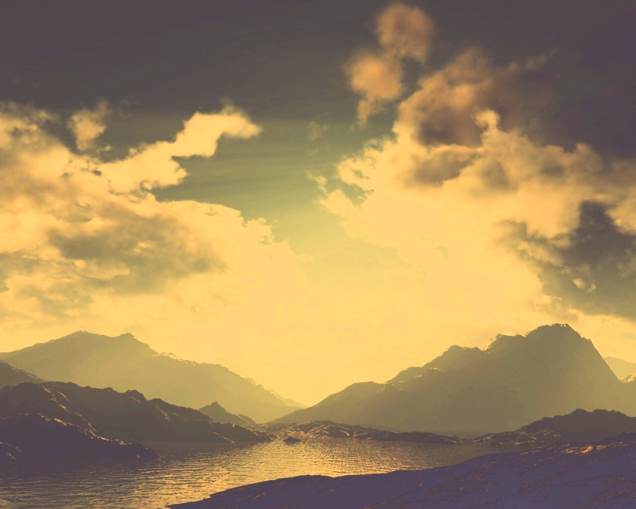 Закат в горах обои