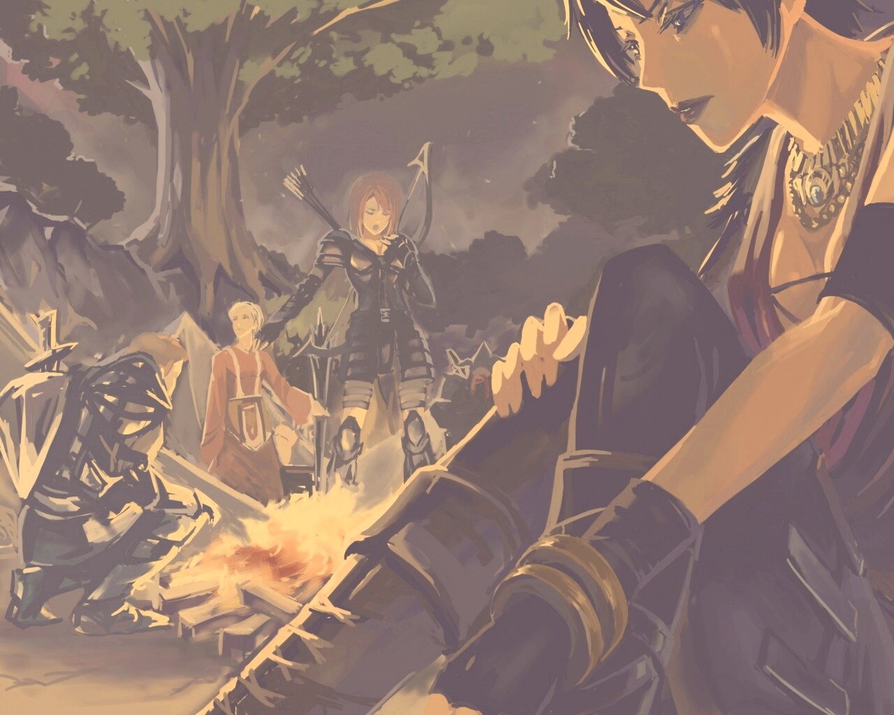 Рисунок Морриган в лагере обои