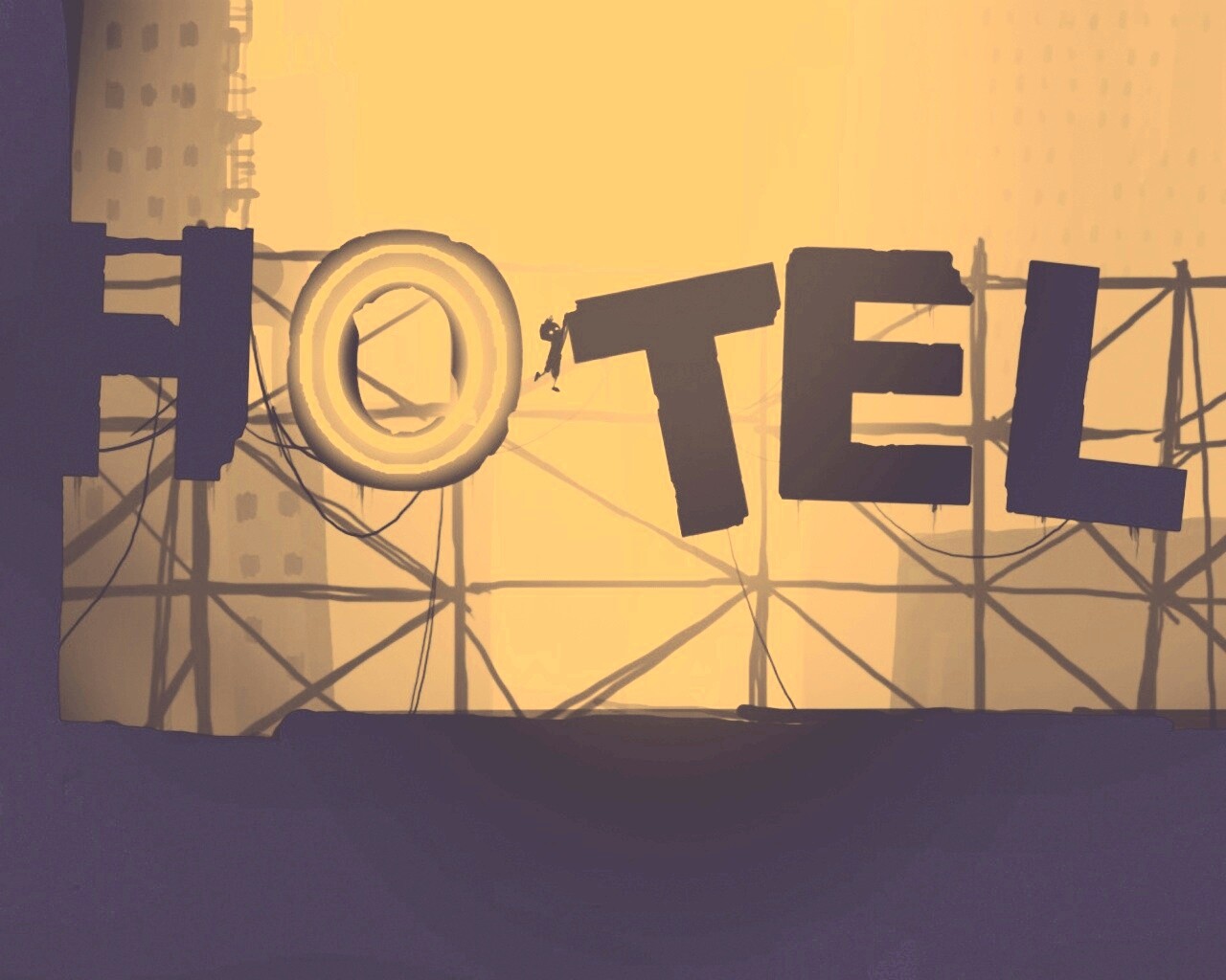 Мальчик из Limbo на вывеске "Hotel" обои