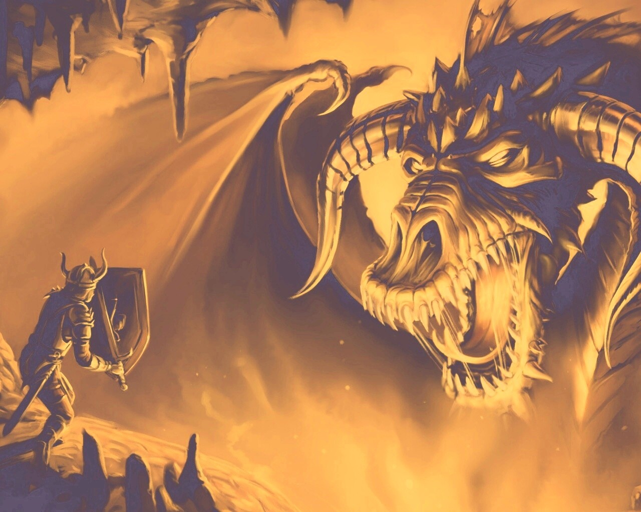 Рыцарь против дракона обои