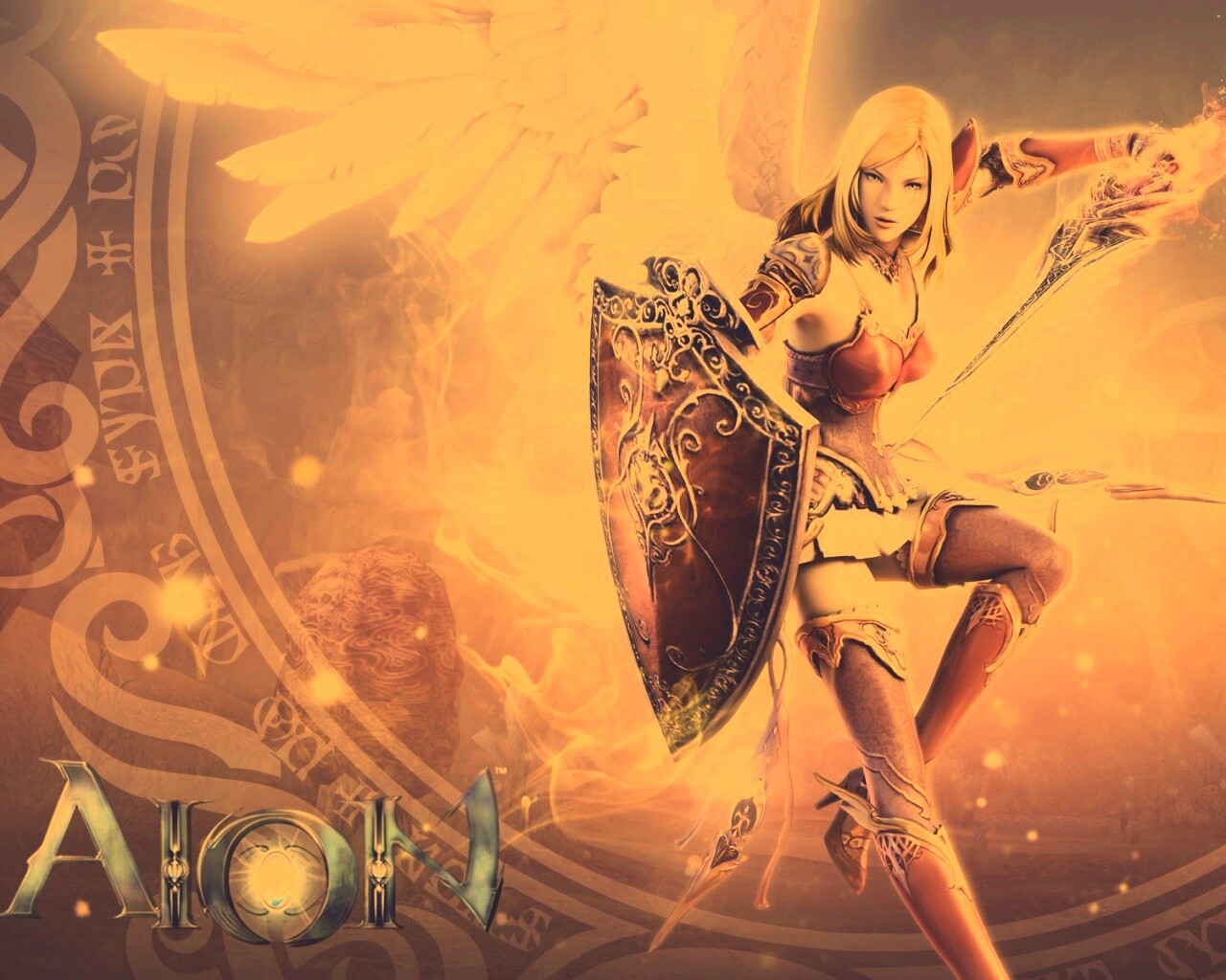 Ангел с мечом и щитом обои