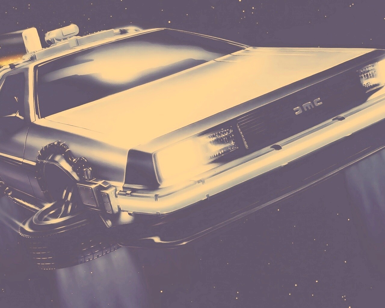 Летающий Делореан обои