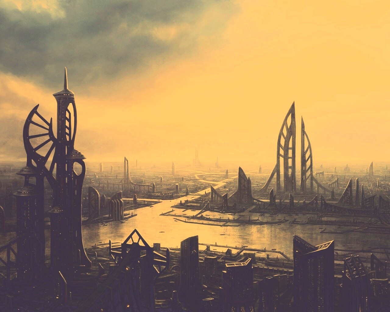 Прекрасный город будущего обои