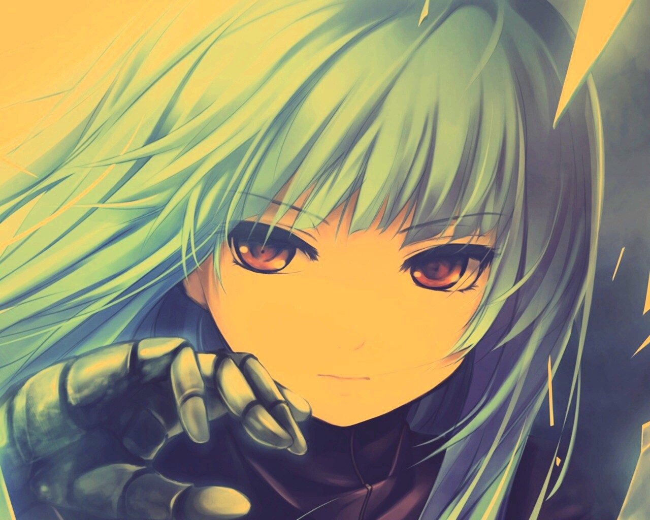 Аниме девушка с голубыми волосами обои