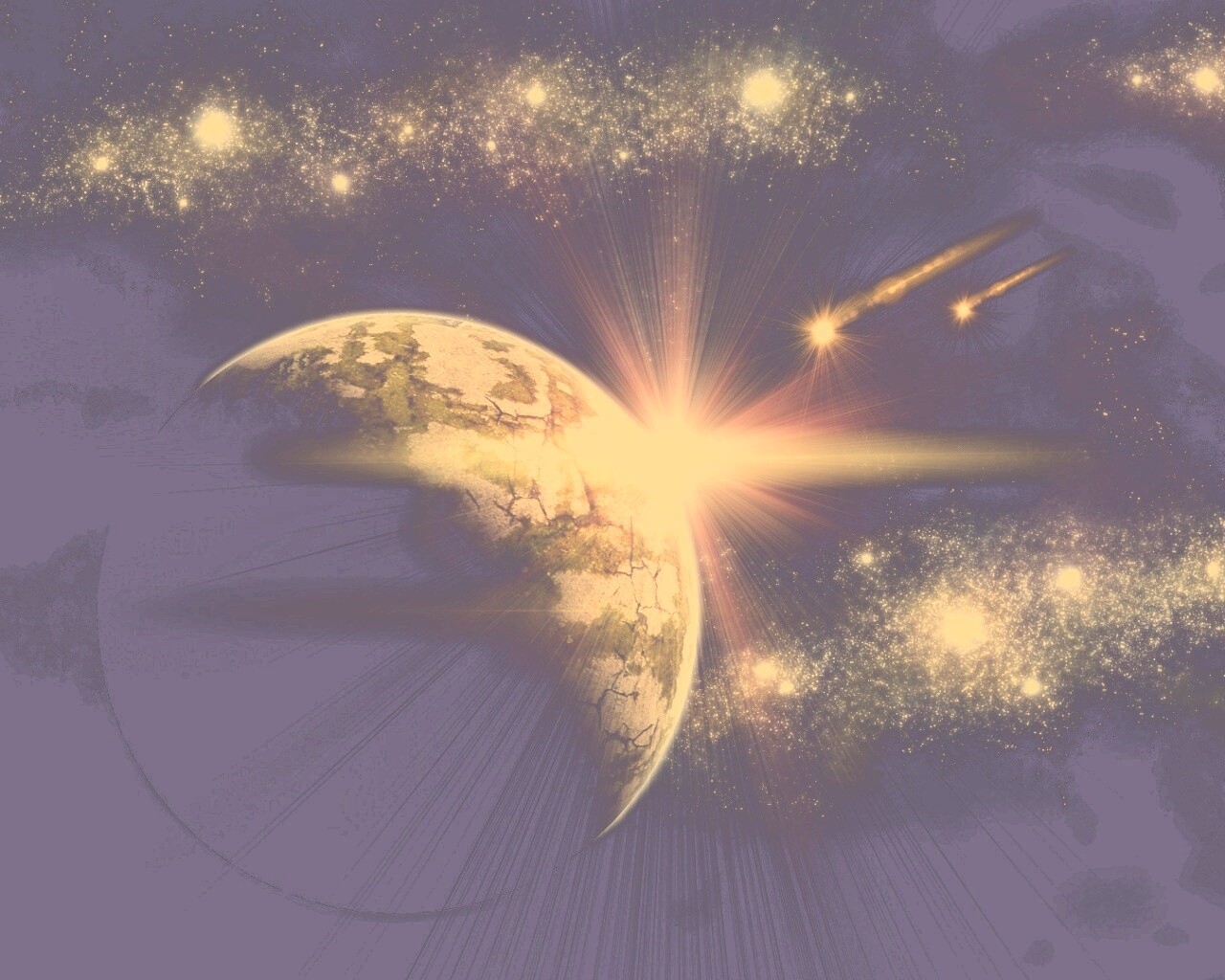 Кометы пролетают вблизи планеты обои