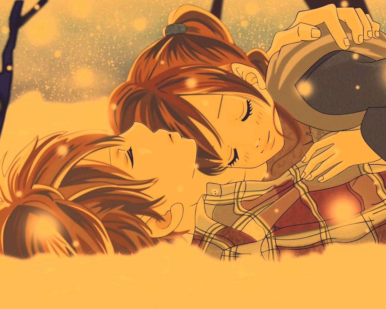 Двое на снегу из Bokura Ga Ita обои