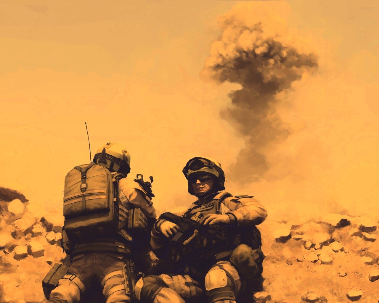 Солдаты в пустыне обои