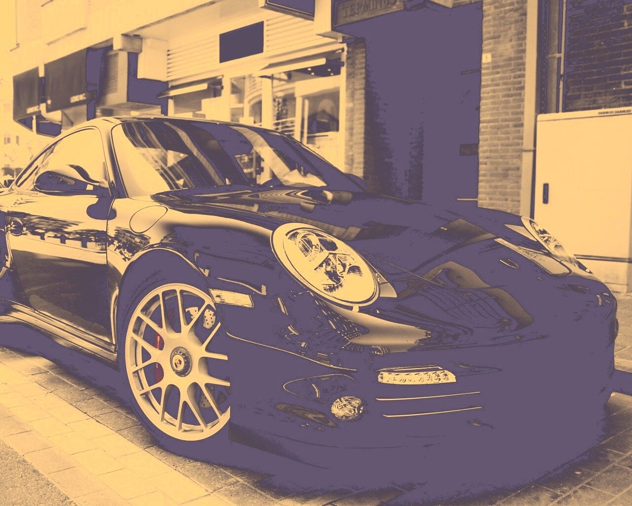 Чёрно-белое фото Porsche обои