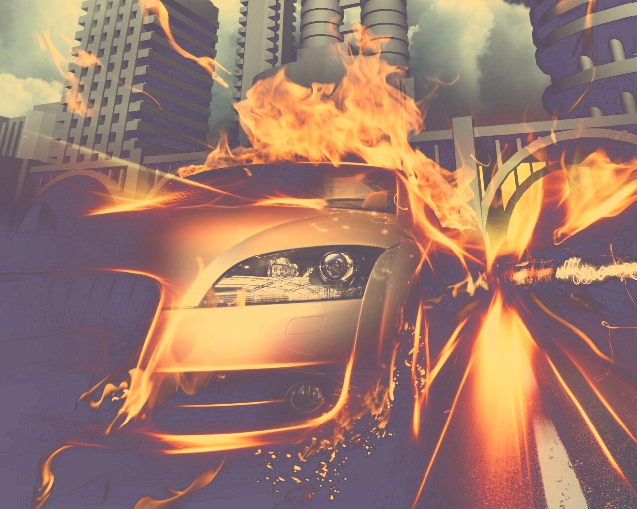 Ауди в огне обои