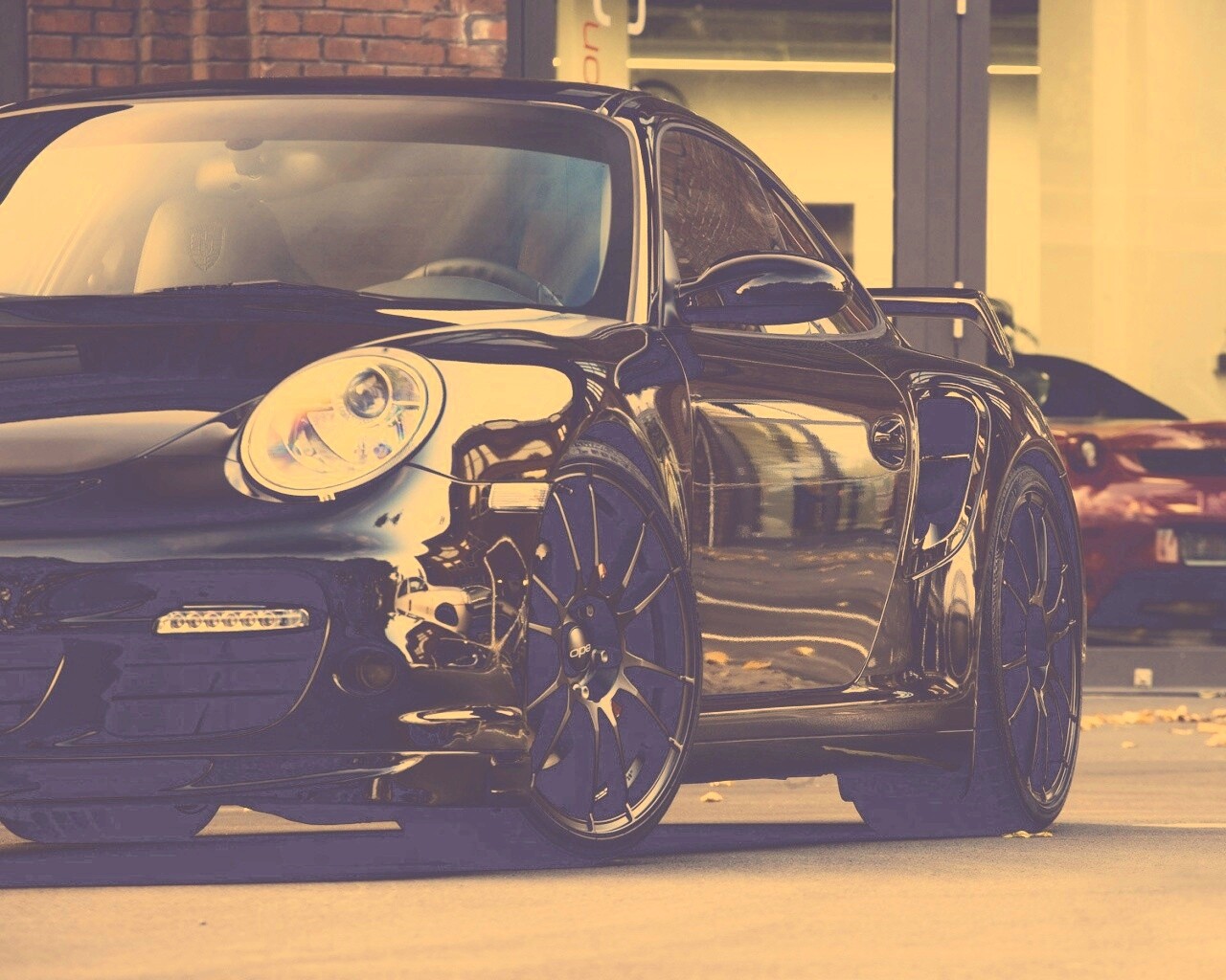 Порш на улице обои