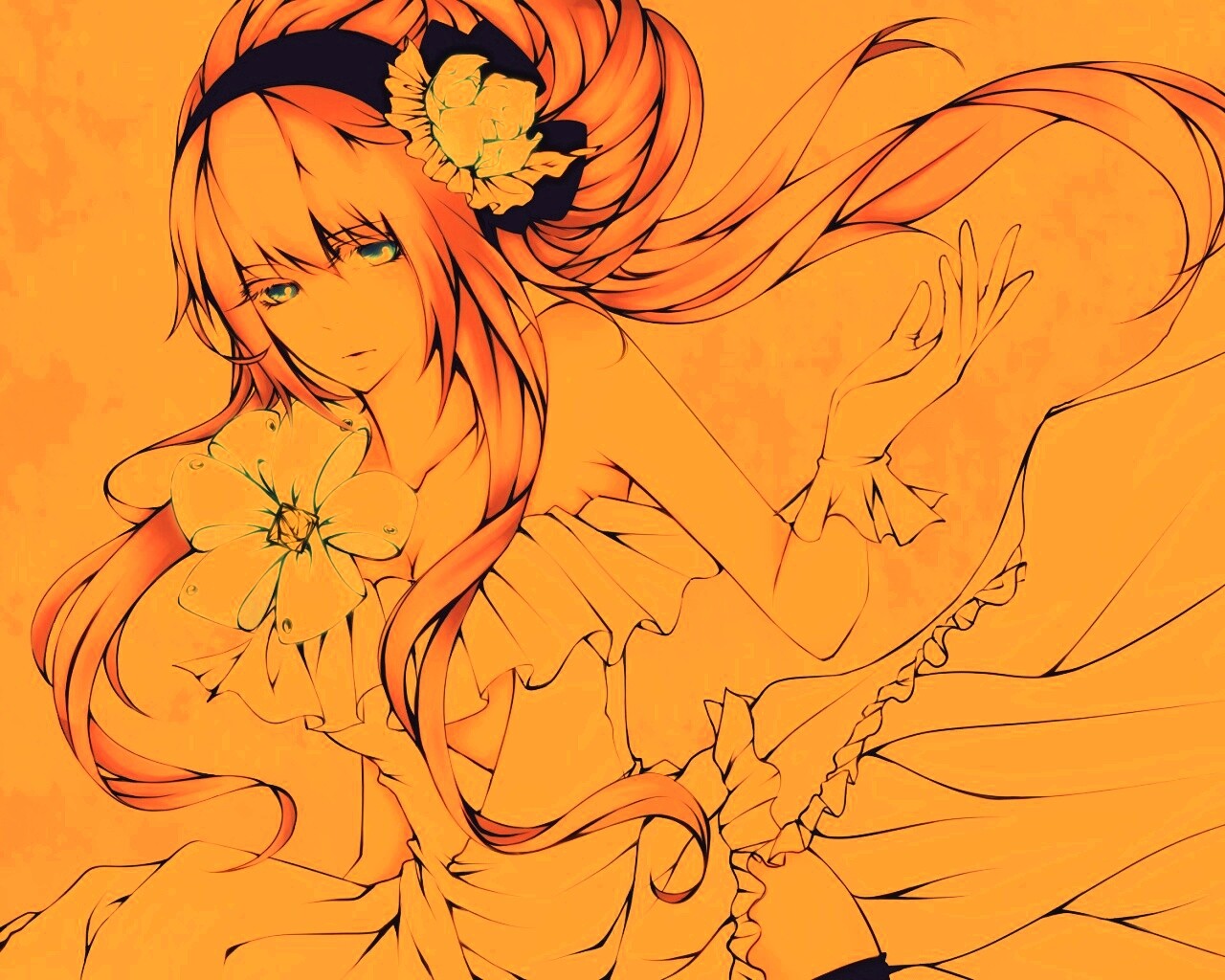 Розововолосый вокалоид обои