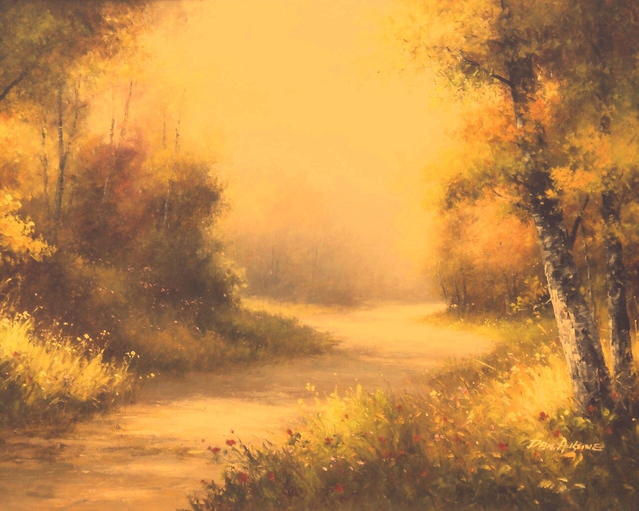 Рисунок лесной дороги обои