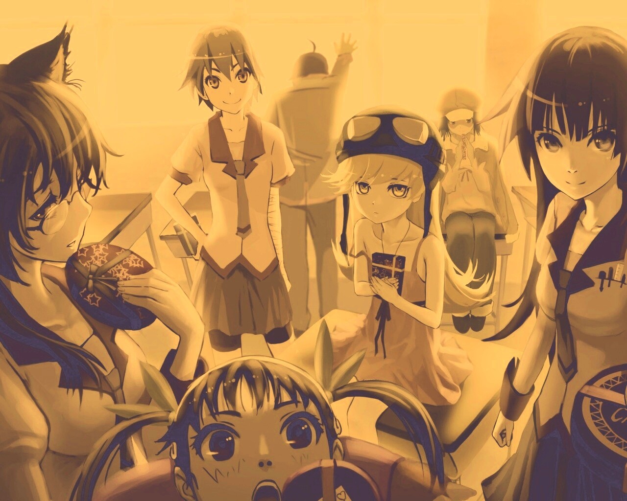 Девушки из Bakemonogatari обои