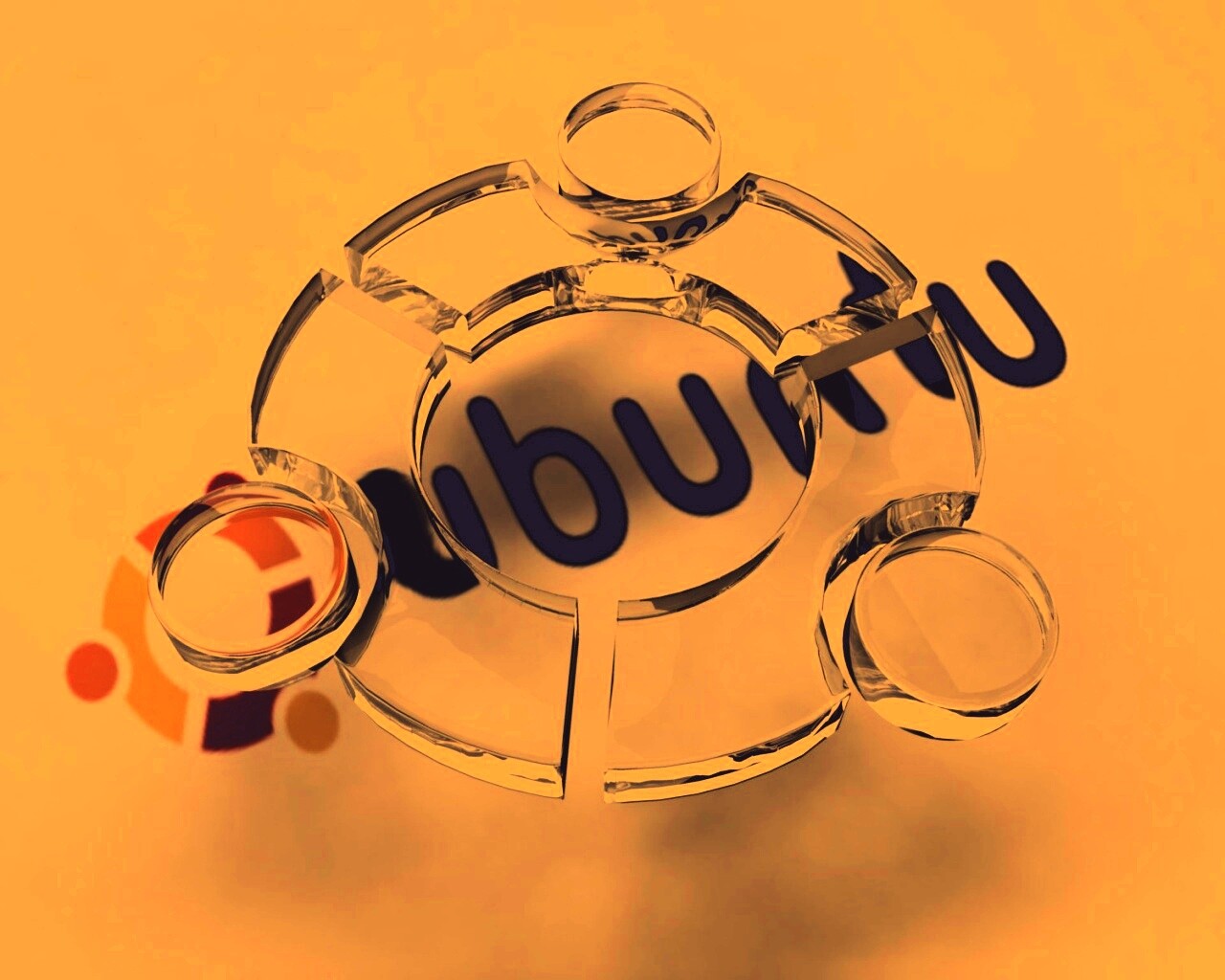 Стеклянный логотип ubuntu обои