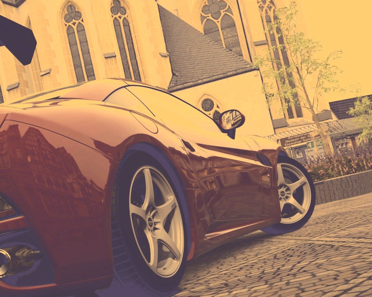 Ferrari на мостовой обои