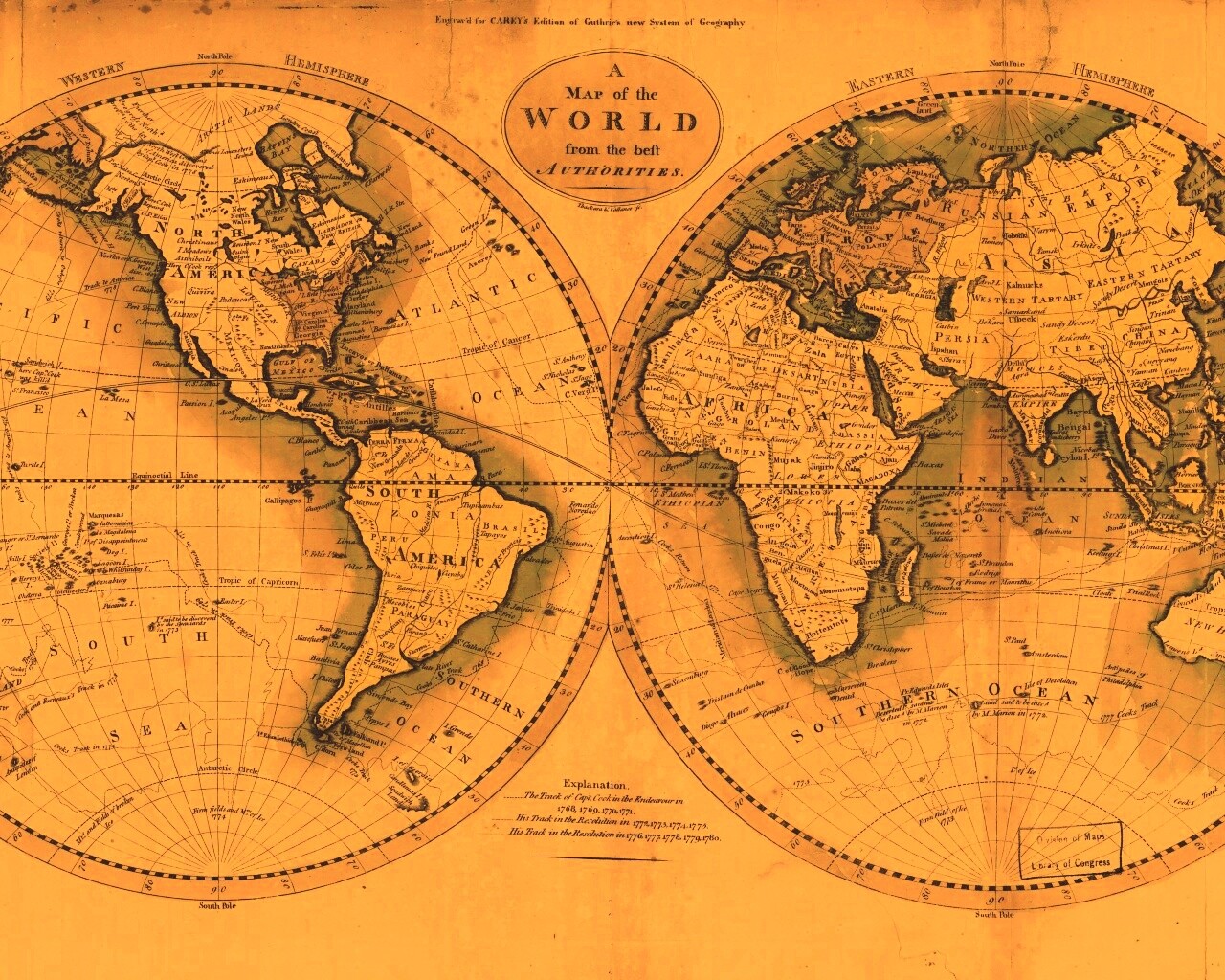 Старинная карта мира обои