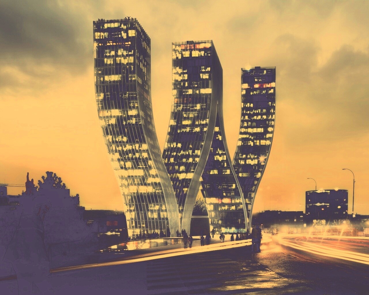 Здание в форме буквы W обои