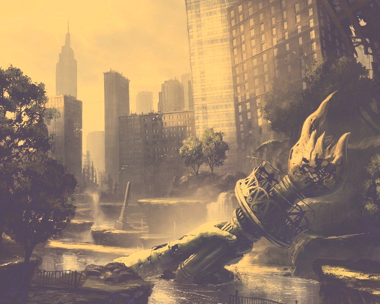 Руины статуи свободы обои