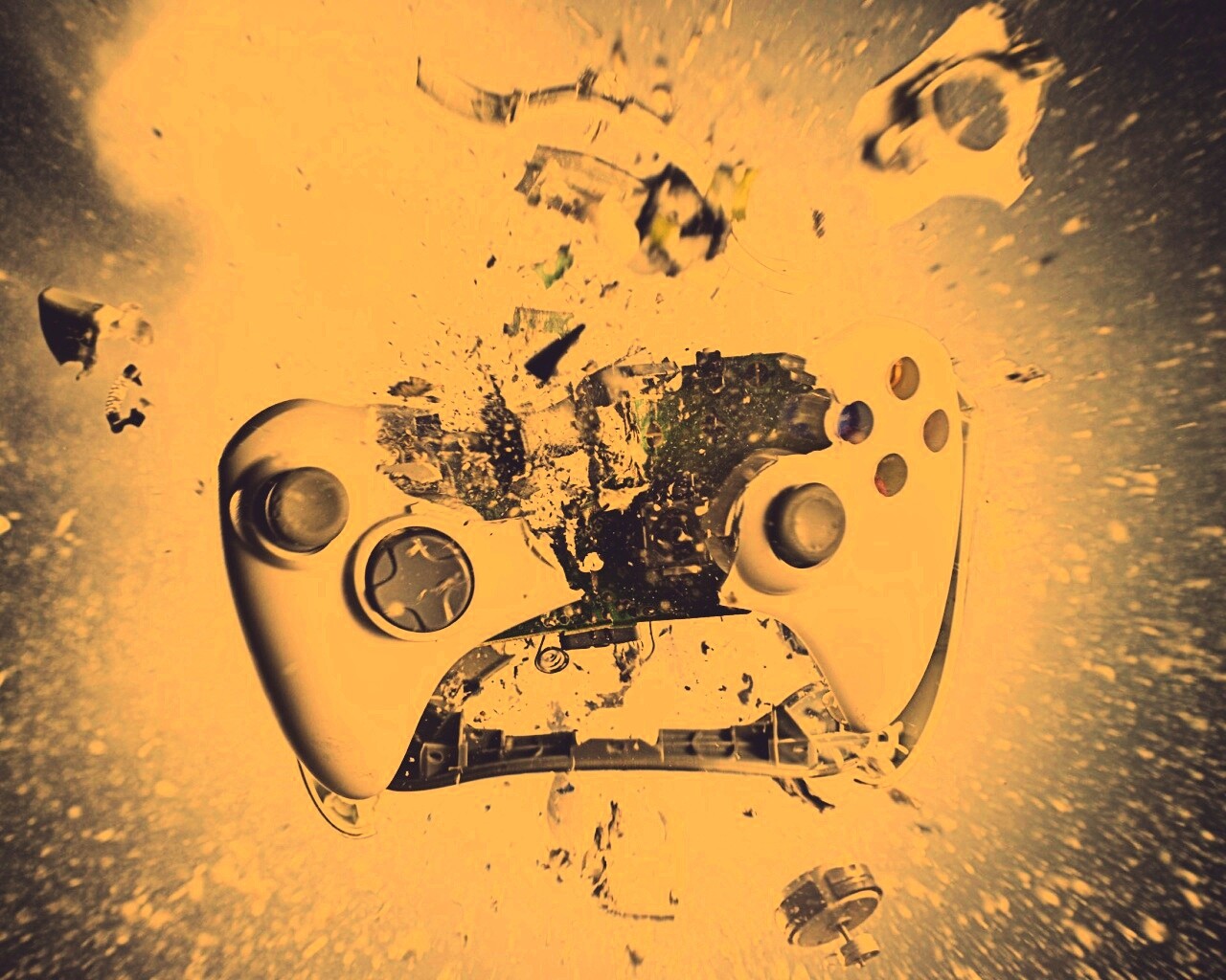 Взрывающийся белый контроллер xbox обои