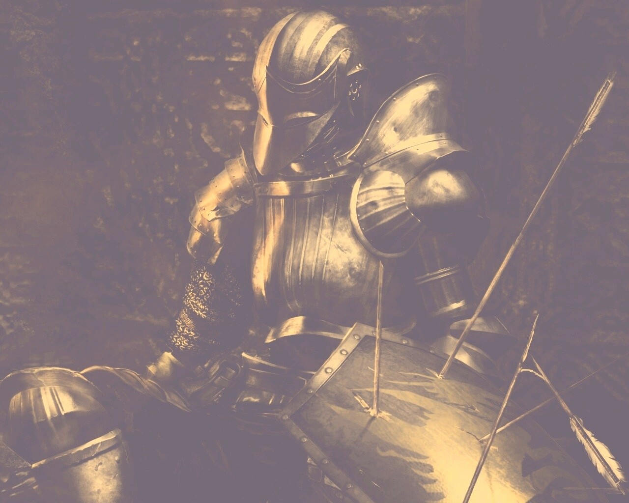 Поверженный рыцарь в доспехах обои