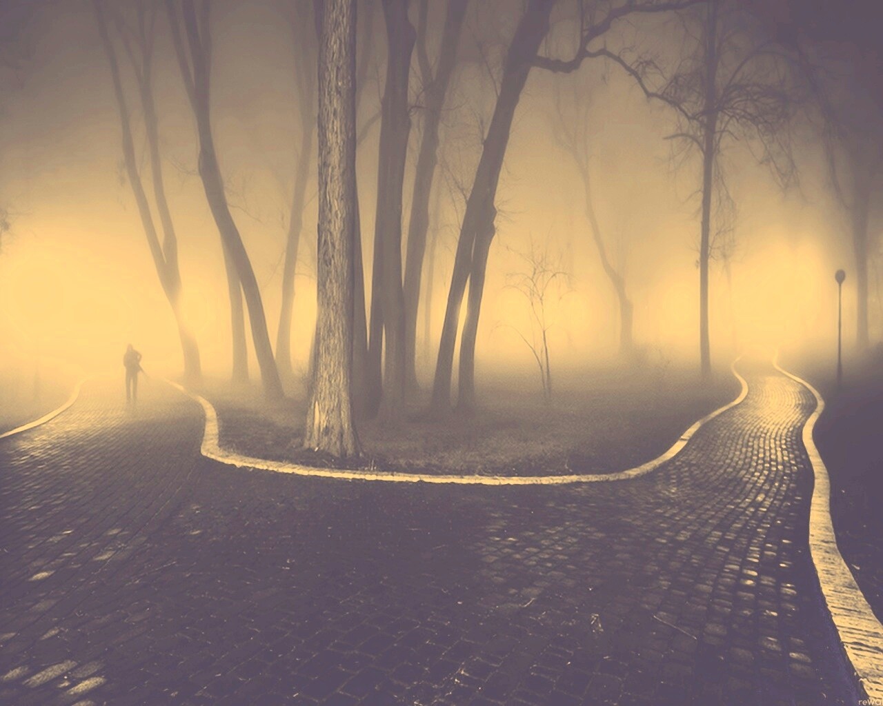 Пустынный лабиринт парковых дорожек обои