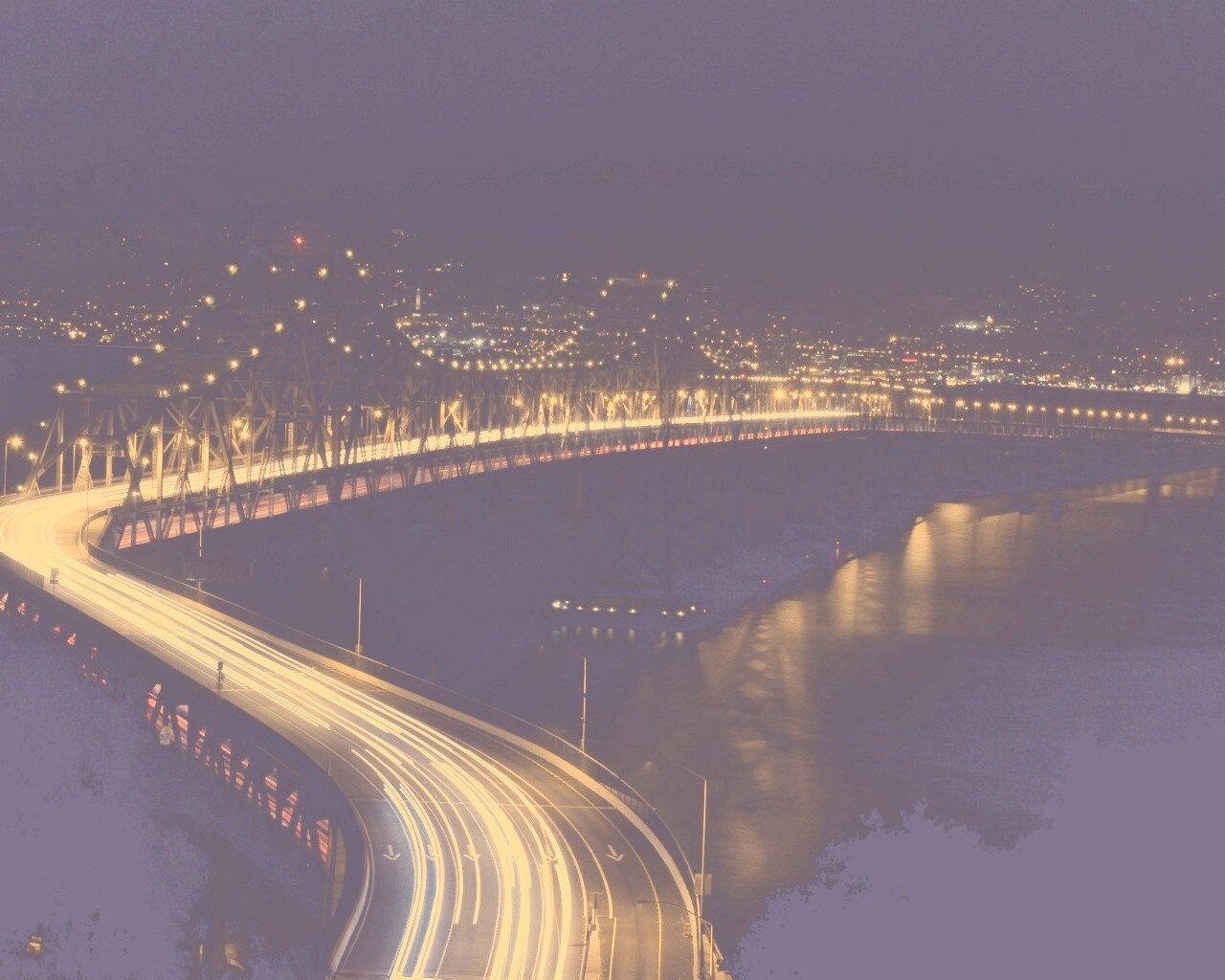 Вид на мост ночью обои